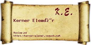Kerner Elemér névjegykártya