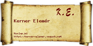 Kerner Elemér névjegykártya